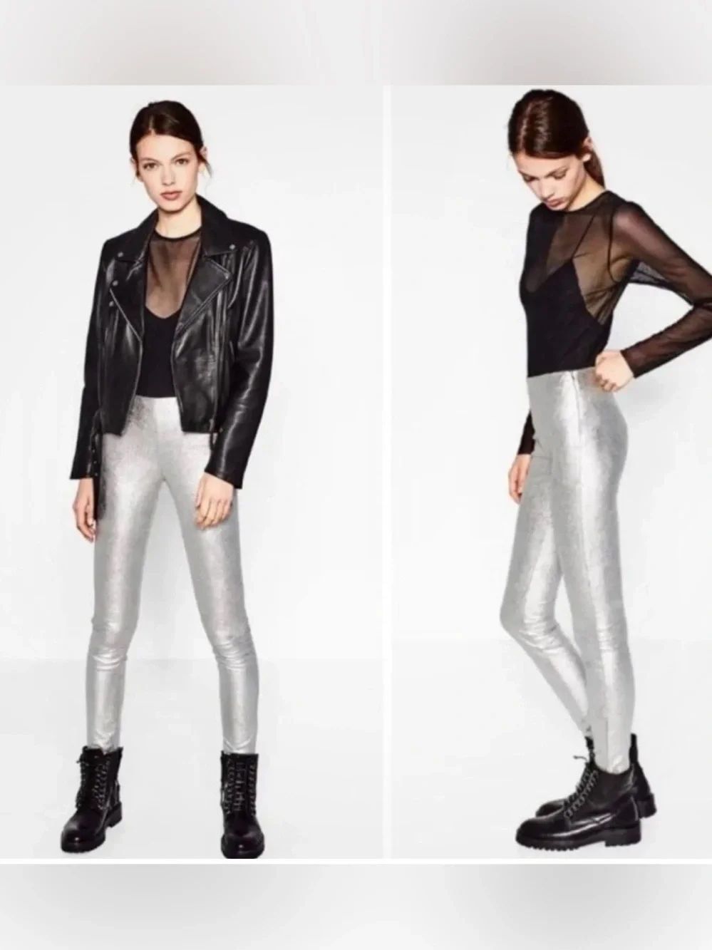 Zara Trafaluc Silver Shimmer Leggings